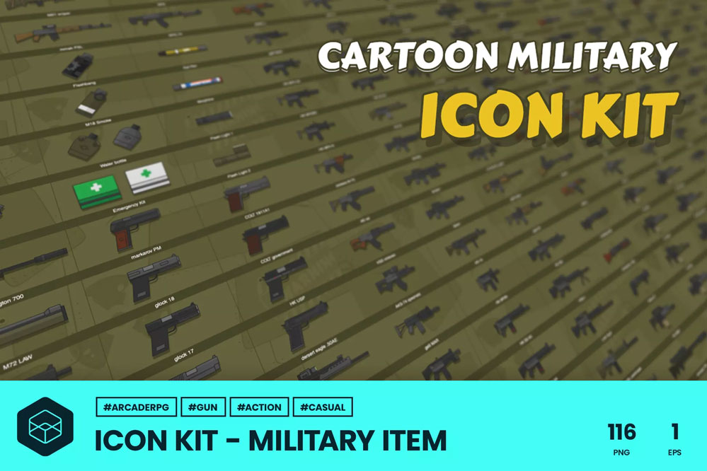 2D Icons - Military Item 1.0.1 射击游戏勋章图标素材