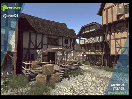Medieval Village 1.2.1 中世纪城镇村庄unity场景模型