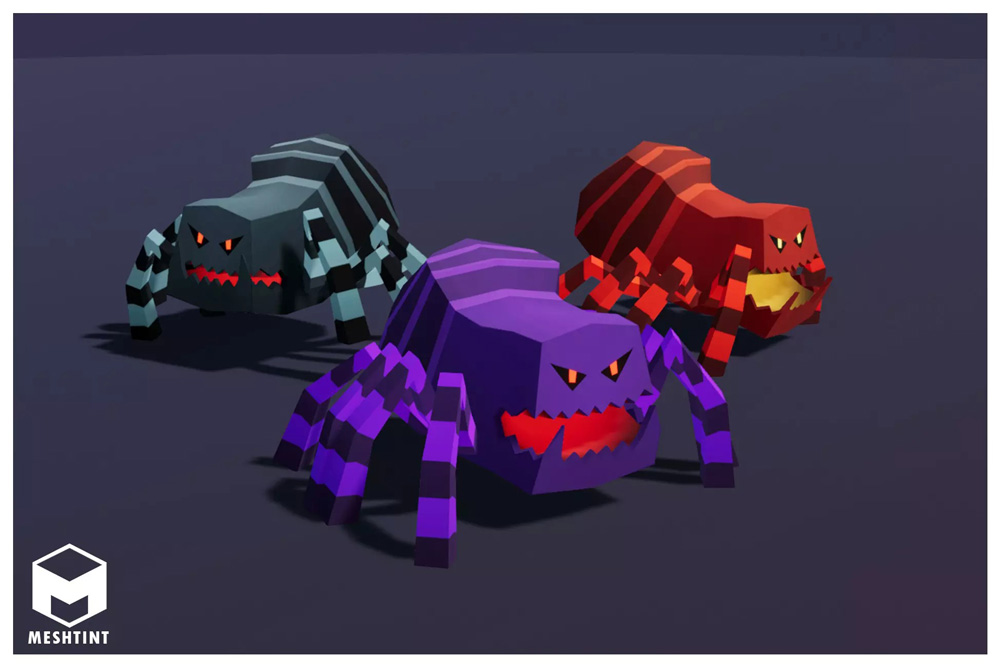 Toon Spider 1.0低多边形蜘蛛卡通怪物模型