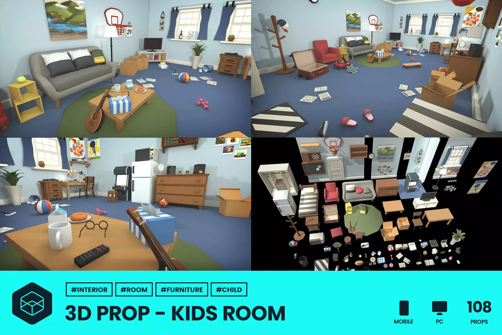 3D Props - Kids Room 1.0 室内家具道具模型