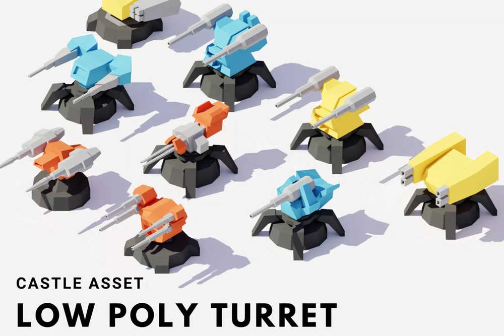 3D Low Poly Turrets 1.0.1 低多边形炮塔武器模型