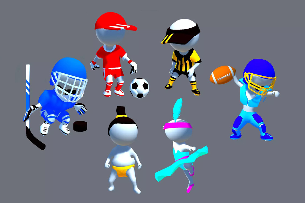 Hyper Casual Characters Stickman sphere head skins vol .1 sports 1.0