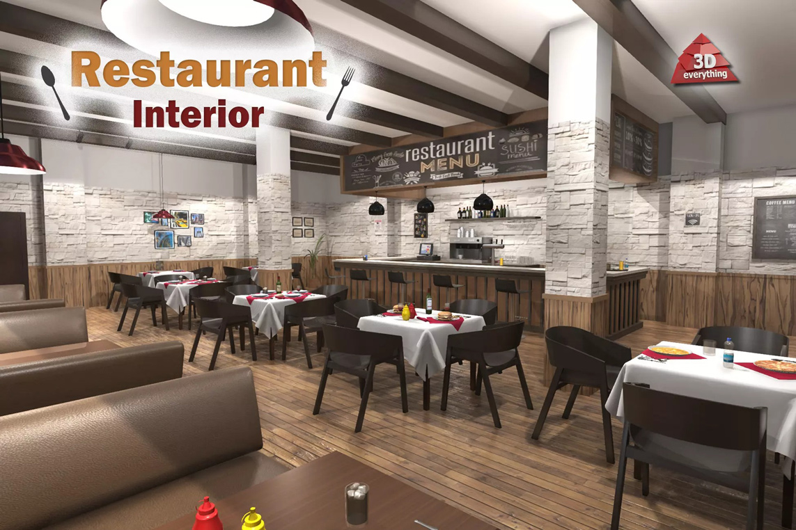 Restaurant Interior 1.1餐厅内部场景道具模型