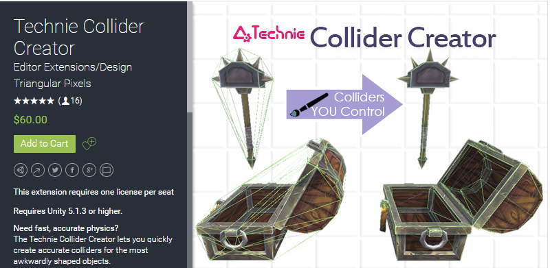 Technie Collider Creator 1.9 unity3d asset
