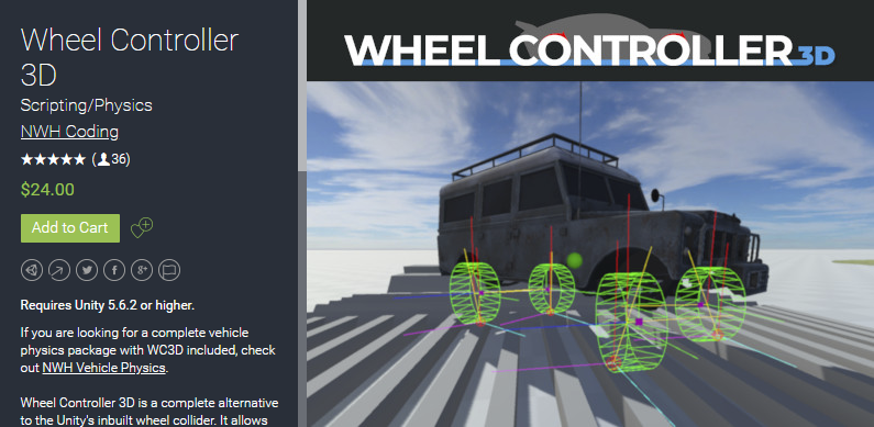 Wheel Controller 3D 3.4 unity3d asset    汽车辆轮胎控制器物理碰撞...