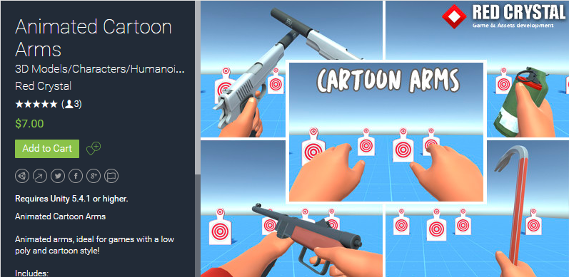 Animated Cartoon Arms 2 unity3d asset   动画卡通武器