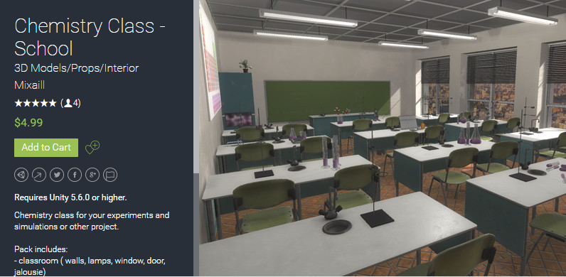 Chemistry Class - School 1.0 unity3d asset  写实学校教室场景资源包