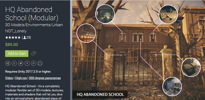 HQ Abandoned School (Modular) 1.01 unity3d asset   废弃学校场景环境