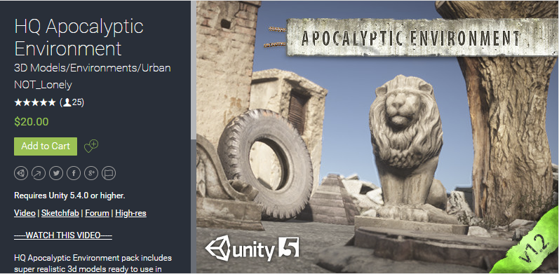 HQ Apocalyptic Environment 1.2 unity3d asset   建筑雕塑柱子游乐场