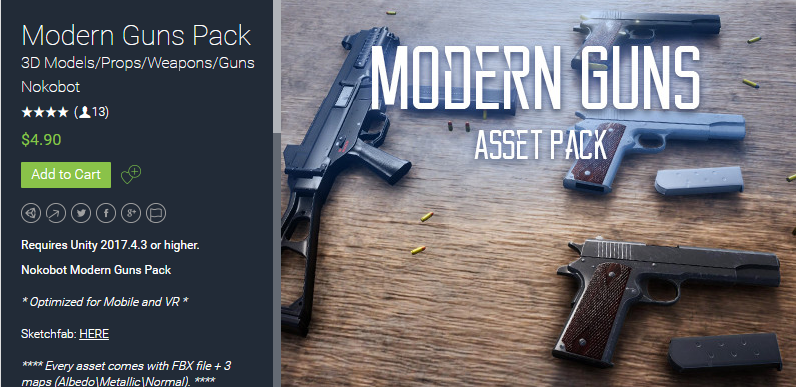Modern Guns Pack 3  射击武器枪支配件子弹模型资源