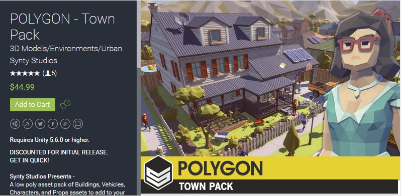 POLYGON - Town Pack 1.01 unity3d asset   卡通建筑城镇场景人物模型...