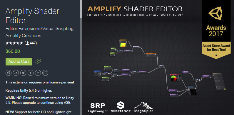 Amplify Shader Editor 1.5.5 unity3d asset   着色器编辑器