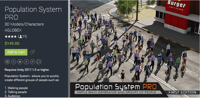 Population System PRO 1.0 unity3d asset   人群系统