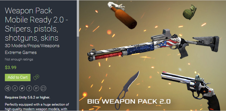 Weapon Pack Mobile Ready 2.0 - Snipers, pistols, shotg...