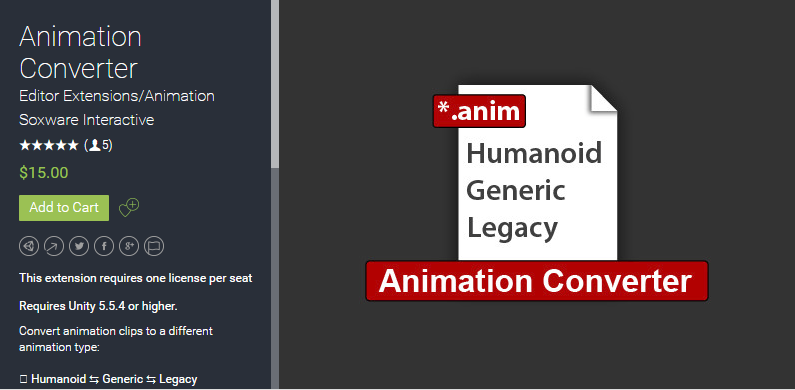 Animation Converter 1.02 unity3d asset    人形动画转换工具插件