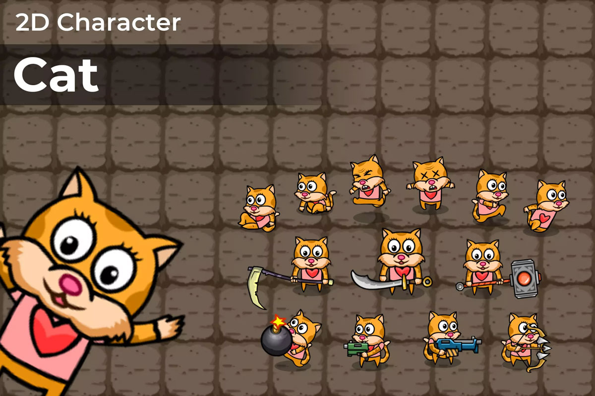 2D Character - Cat　1.0   动物猫咪动画角色素材