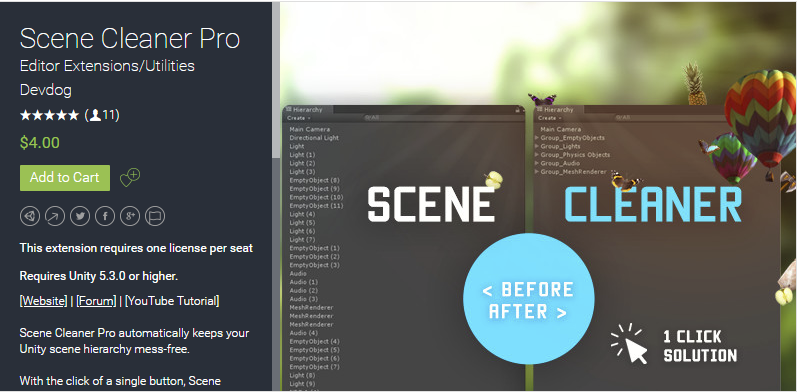 Scene Cleaner Pro 0.3 场景资源管理分类清理插件