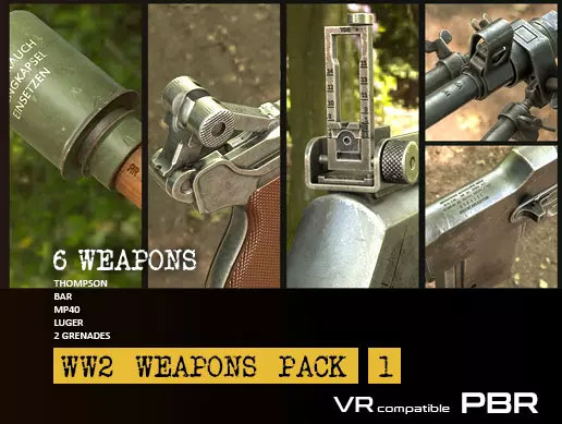 WW2 Weapons Pack 1 v1.0          高质量射击游戏武器包 枪手榴弹