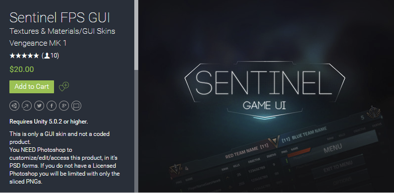 Sentinel FPS GUI v1.0      科幻未来射击游戏界面UI设计