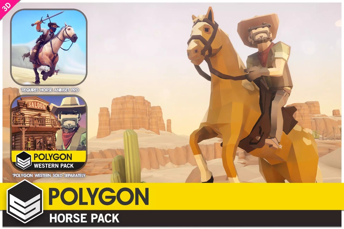 POLYGON - Horse Pack v2.0       卡通低聚多边形动物马模型