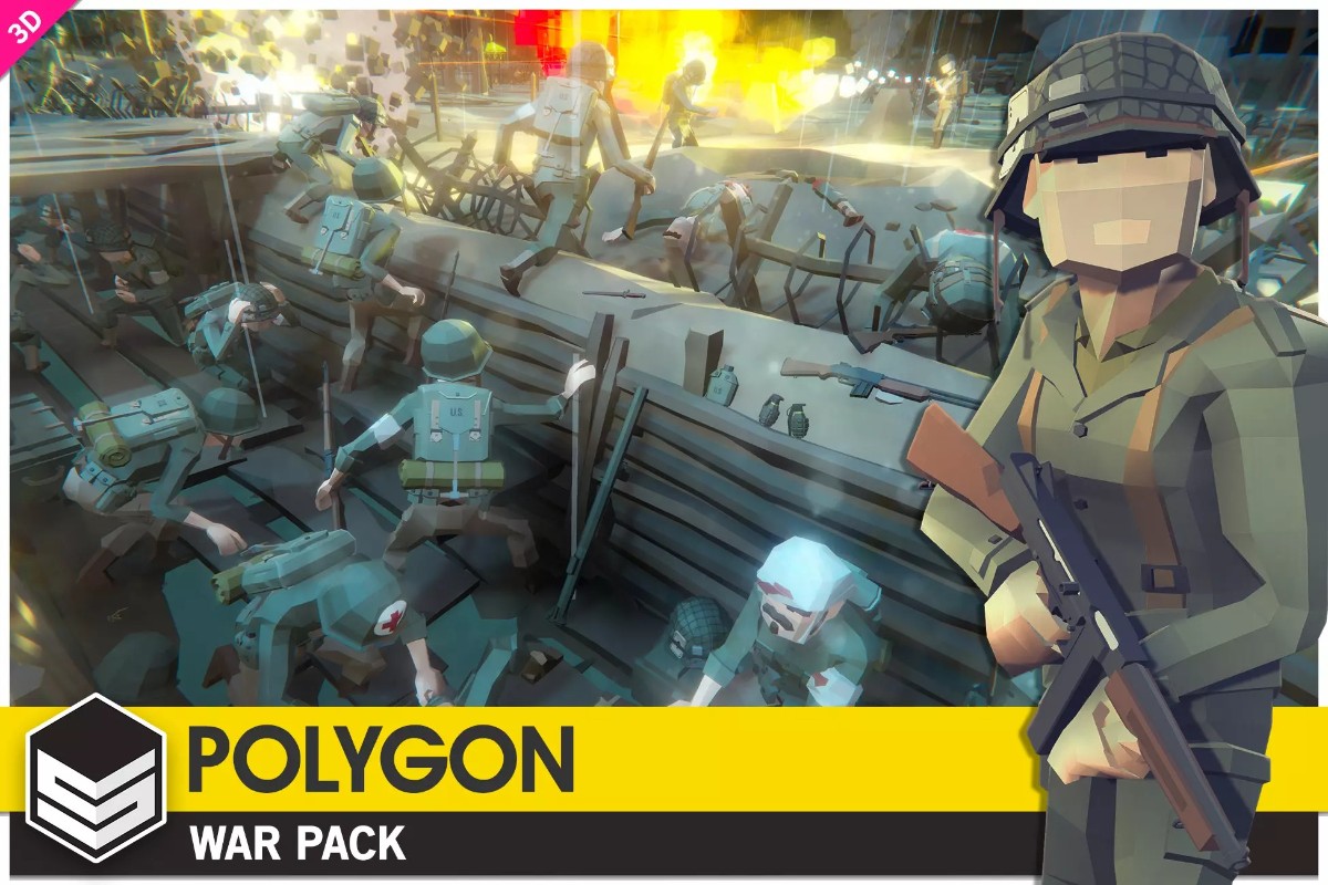 POLYGON - War Pack v1.0     低模军事战争村庄废墟建筑场景