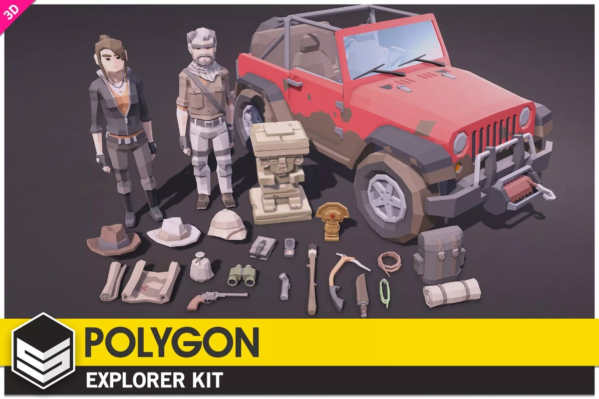 POLYGON - Explorer Kit v1.0    卡通多边形冒险探险人物场景