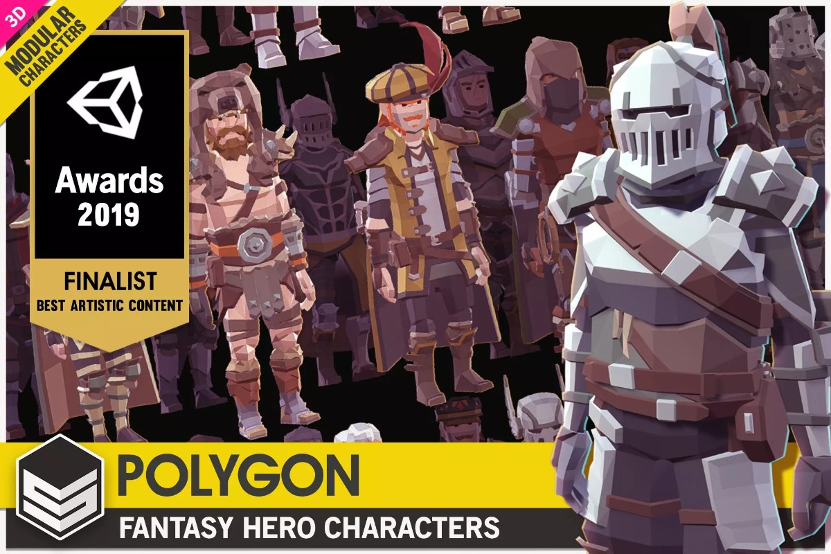 POLYGON - Modular Fantasy Hero Characters v1.23     卡通模块化英雄