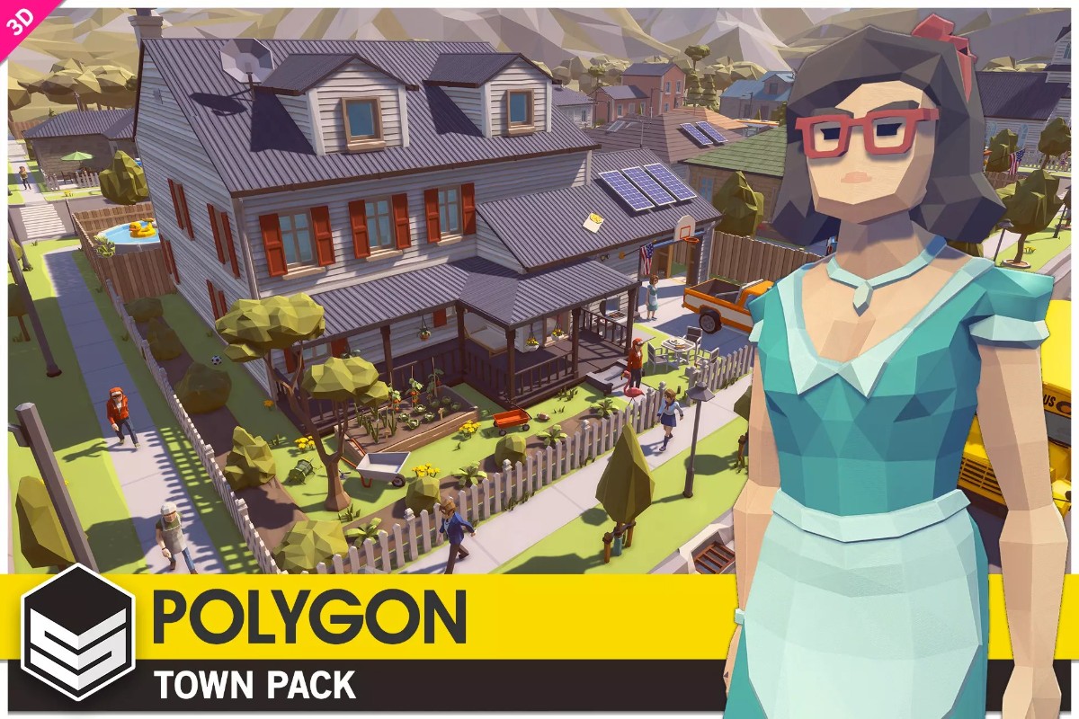 POLYGON - Town Pack v1.03    低面城镇建筑街道社区商店马路
