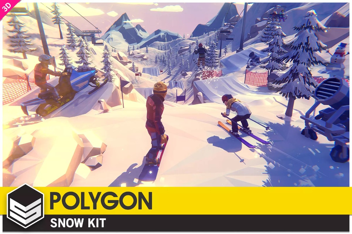 POLYGON - Snow Kit v1.2    雪地滑雪场景道具模型