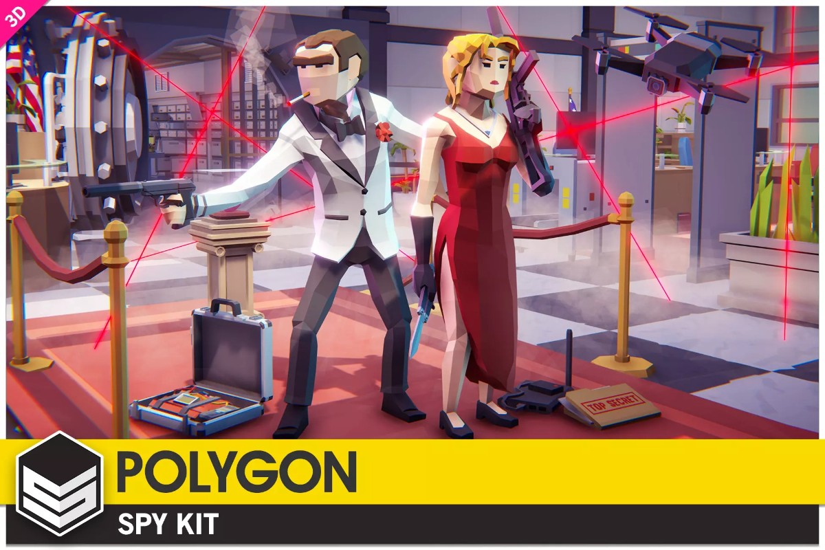 POLYGON - Spy Kit v1.01     卡通男女特工007人物道具车模型