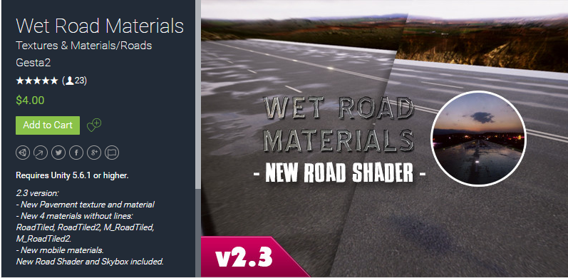 Wet Road Materials 2.3    雨季湿润地面公路面材质