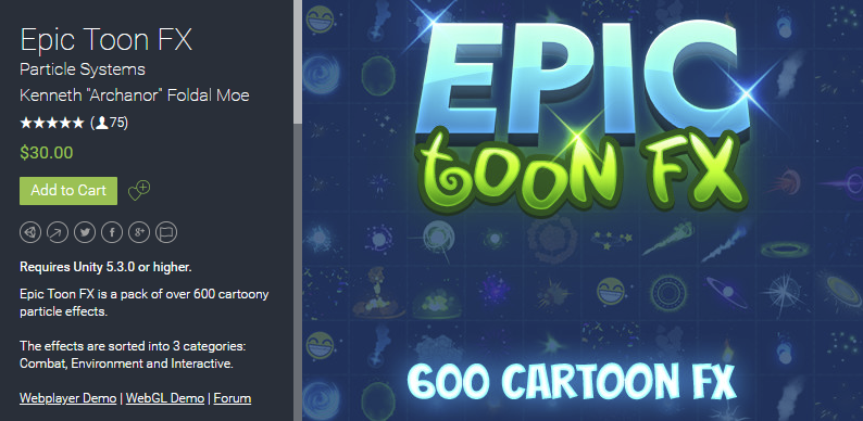 Epic Toon FX 1.5    常用卡通风格化战斗环境互动特效