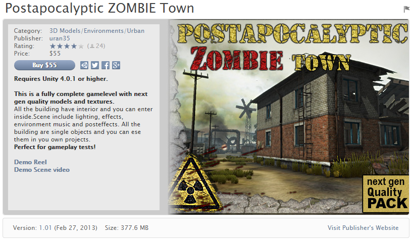 Zombie Town   游戏场景模型 丧尸 废弃区