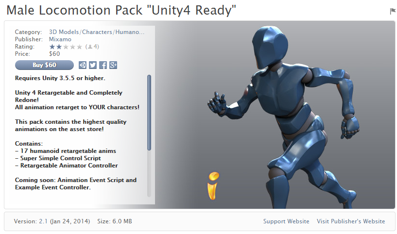 Male Locomotion Pack Unity4 Ready    男性运动包