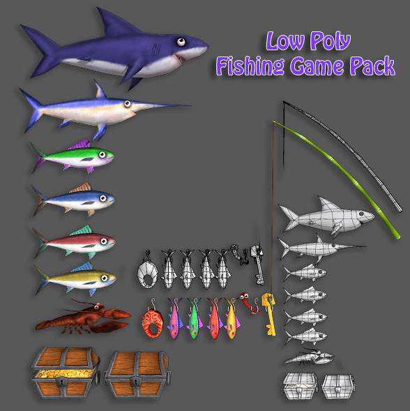 Low Poly Fishing Game Pack (3docean)   低保利钓鱼游戏包