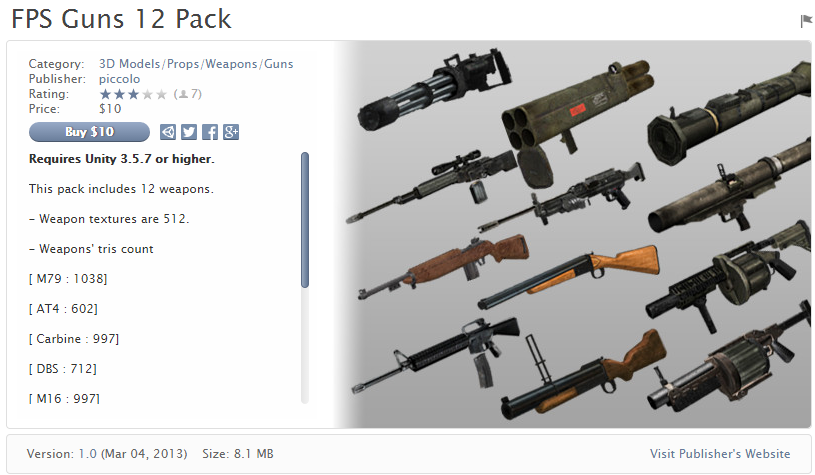 FPS Guns 12 Pack   枪支