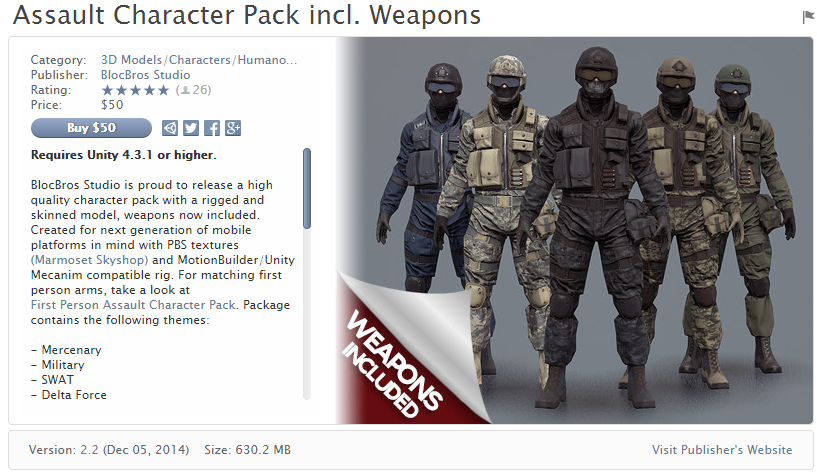 Assault Character Pack incl Weapons    突击队角色包包括武器