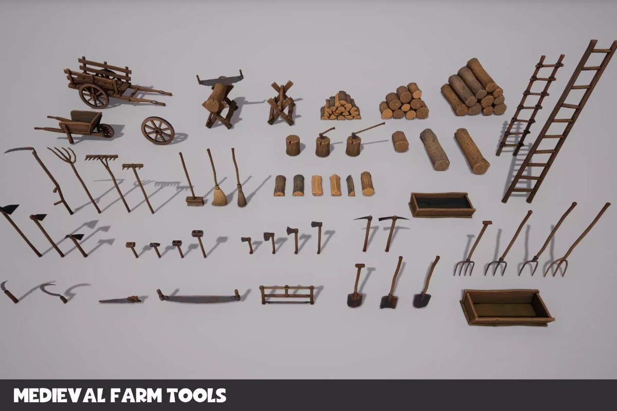 Medieval Farm Tools 1.2     中世纪农具生产工具锄头刀