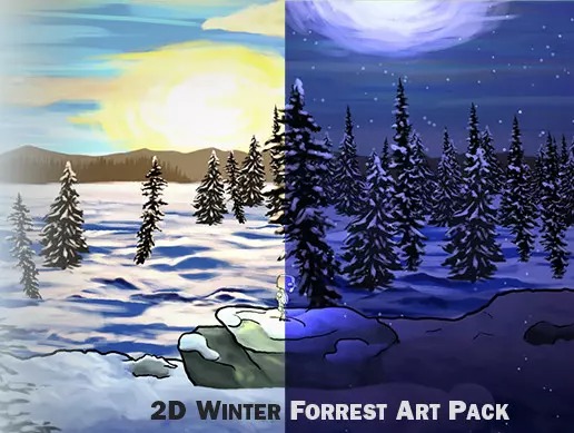 2D Winter Forest 4K Art Pack. Hand Drawn, Pastel Style! 1.0     2D冬季森林