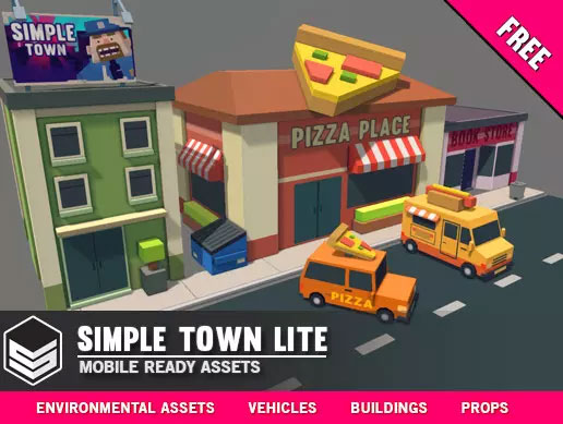 Simple Town Lite - Cartoon Assets 1.0低聚城镇车辆道具卡通模型