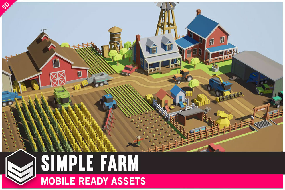 Simple Farm - Cartoon Assets 1.2 低模卡通农场模型工业场景