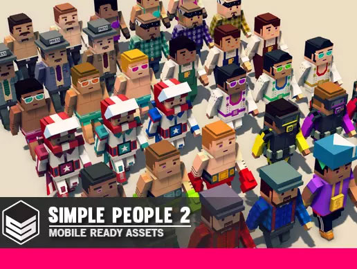 Simple People 2 - Cartoon Assets 1.03 卡通立方体人物模型