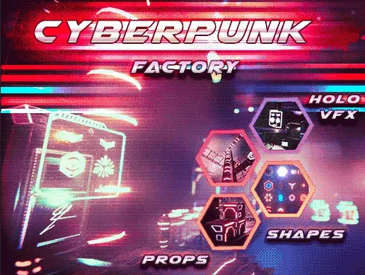 Cyber Punk VHS neon factory kitbash 1.0赛博朋克科幻全息未来场景