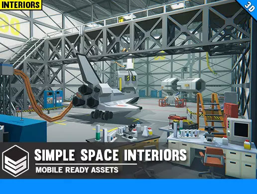 Simple Space Interiors - Cartoon Assets 1.0实验室太空室内部空间