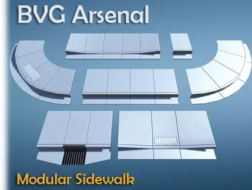 Modular Sidewalk 1.0人行道和路缘石模型