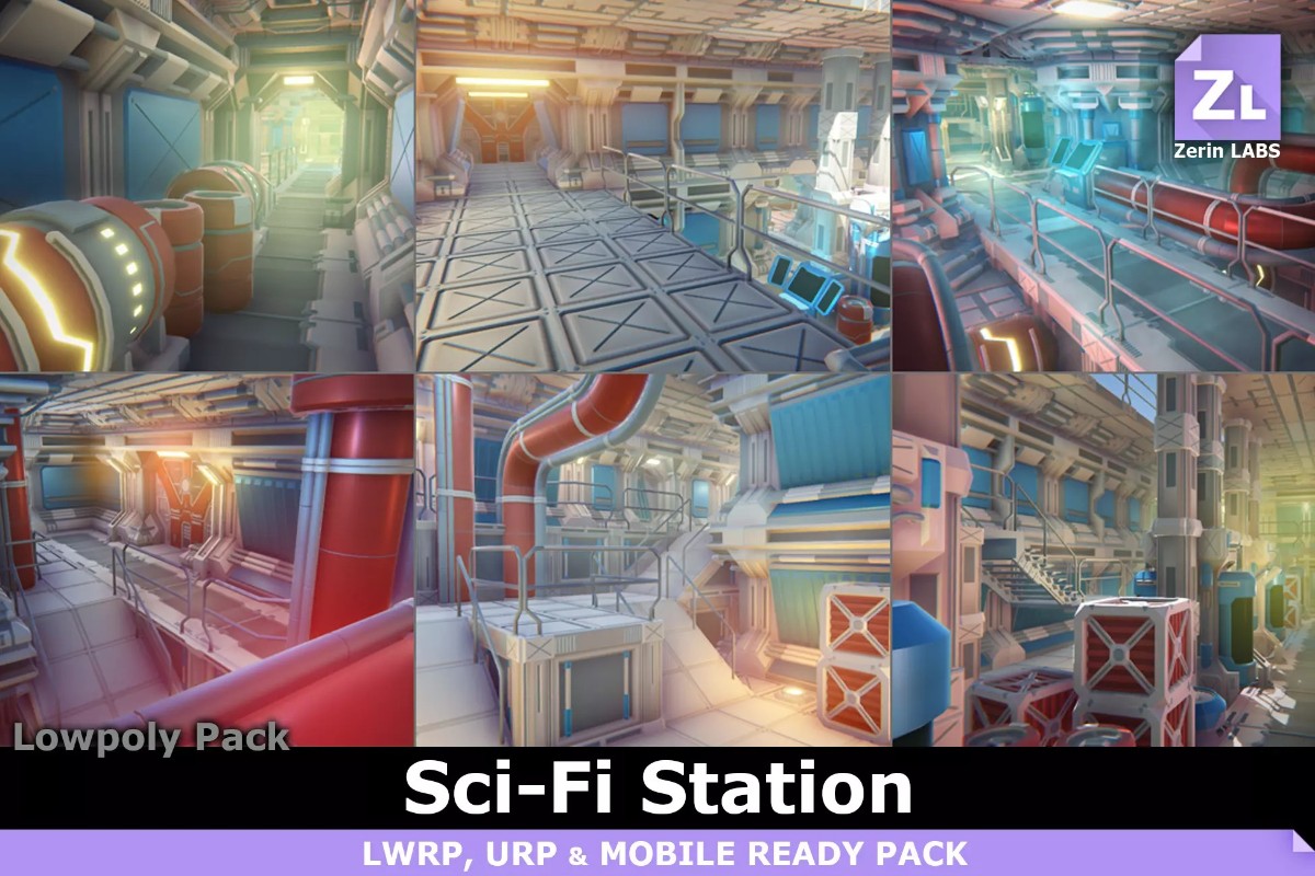 Lowpoly Pack : Modular Sci-Fi Station 1.2未来科幻太空船